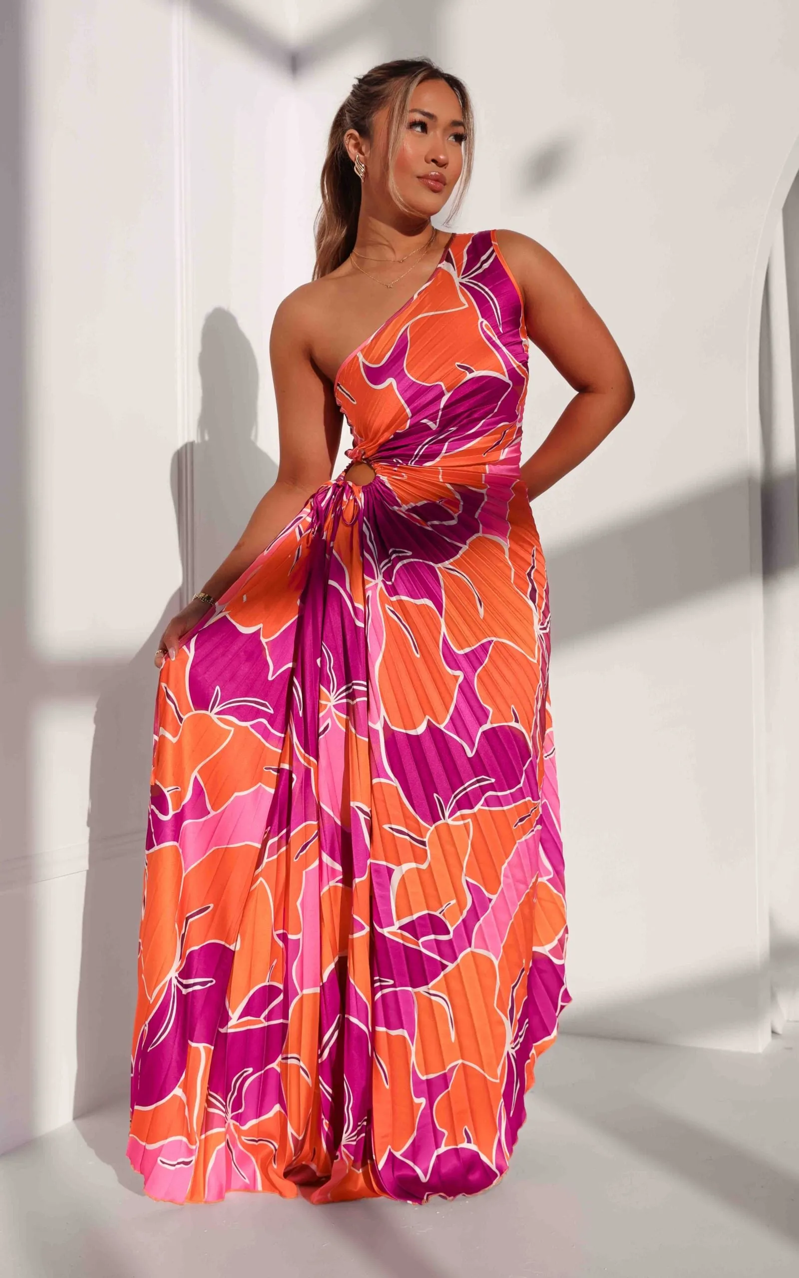 Rochelle Maxi Dress - Orange Purple Floral