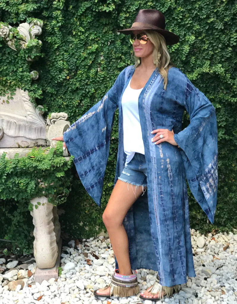 Runway Vagabond Alanis Tie Dye Duster in Blue