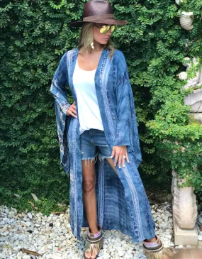 Runway Vagabond Alanis Tie Dye Duster in Blue