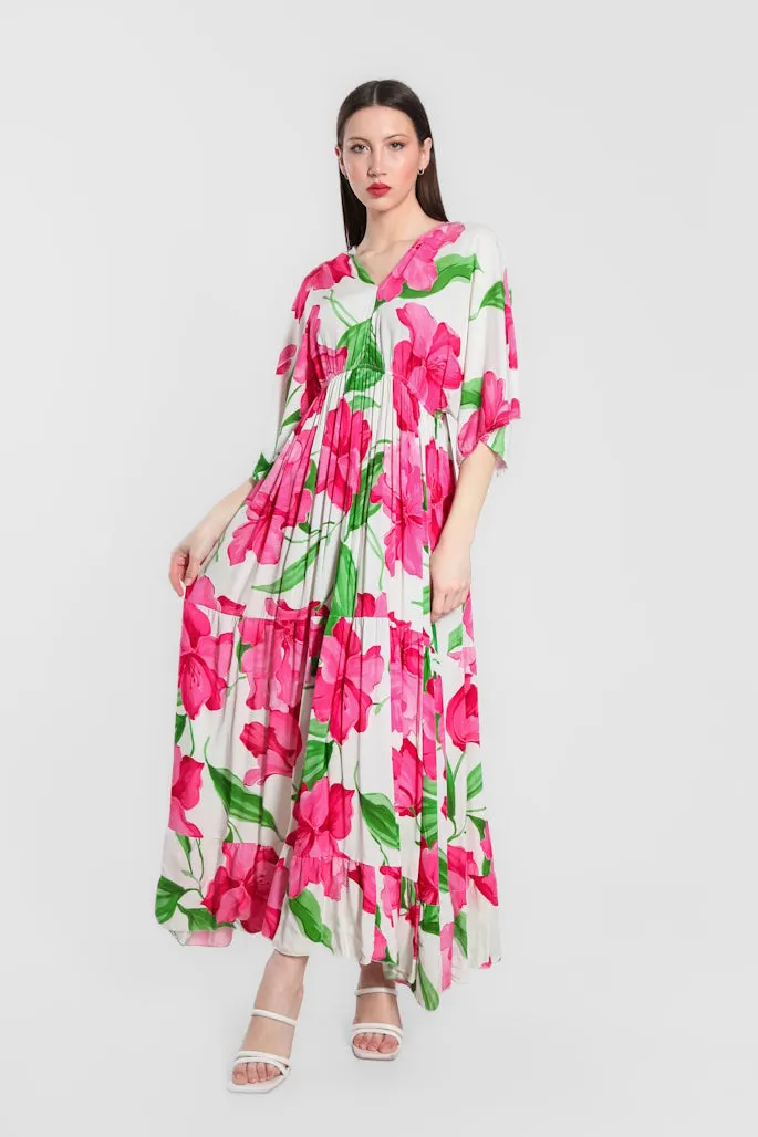 Sandra Iris Print Viscose Maxi Dress (DQ209R)