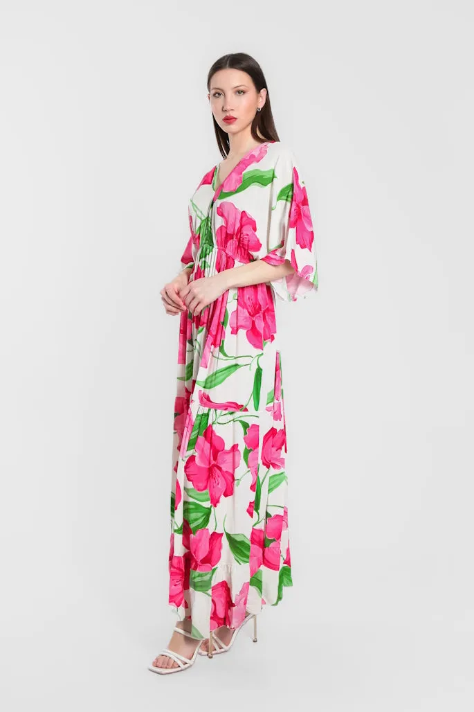 Sandra Iris Print Viscose Maxi Dress (DQ209R)