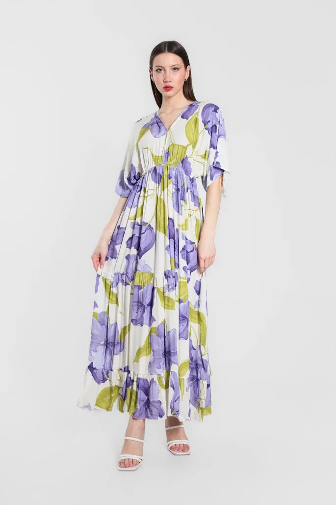 Sandra Iris Print Viscose Maxi Dress (DQ209R)