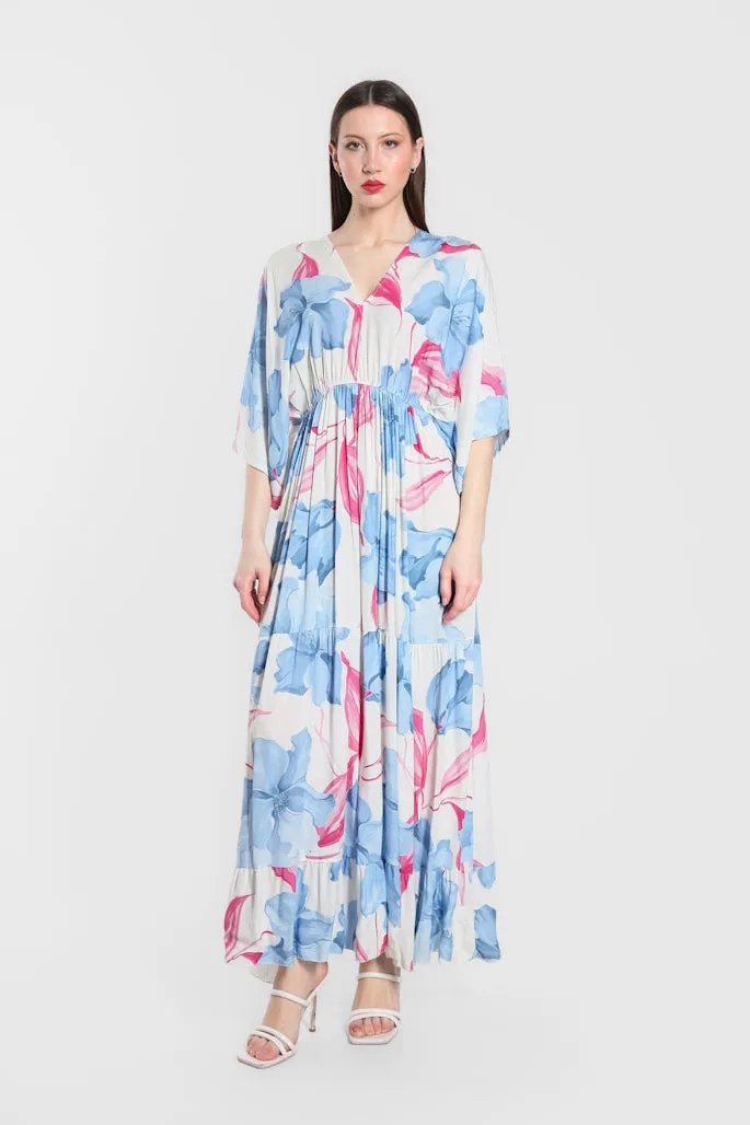 Sandra Iris Print Viscose Maxi Dress (DQ209R)