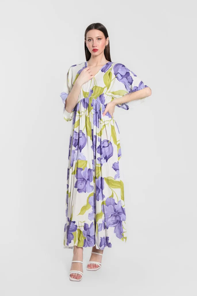 Sandra Iris Print Viscose Maxi Dress (DQ209R)