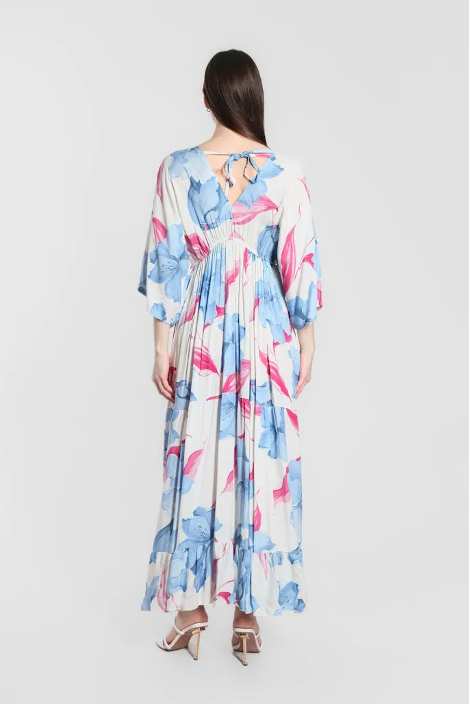 Sandra Iris Print Viscose Maxi Dress (DQ209R)