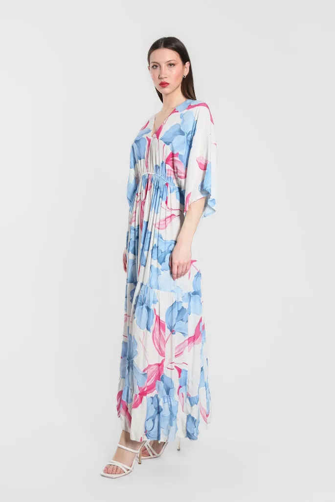 Sandra Iris Print Viscose Maxi Dress (DQ209R)