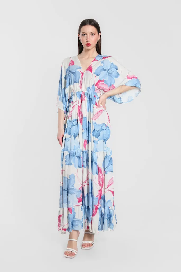 Sandra Iris Print Viscose Maxi Dress (DQ209R)