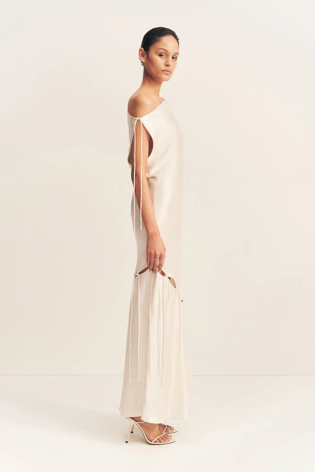 SAVANNA TIE MAXI DRESS - IVORY