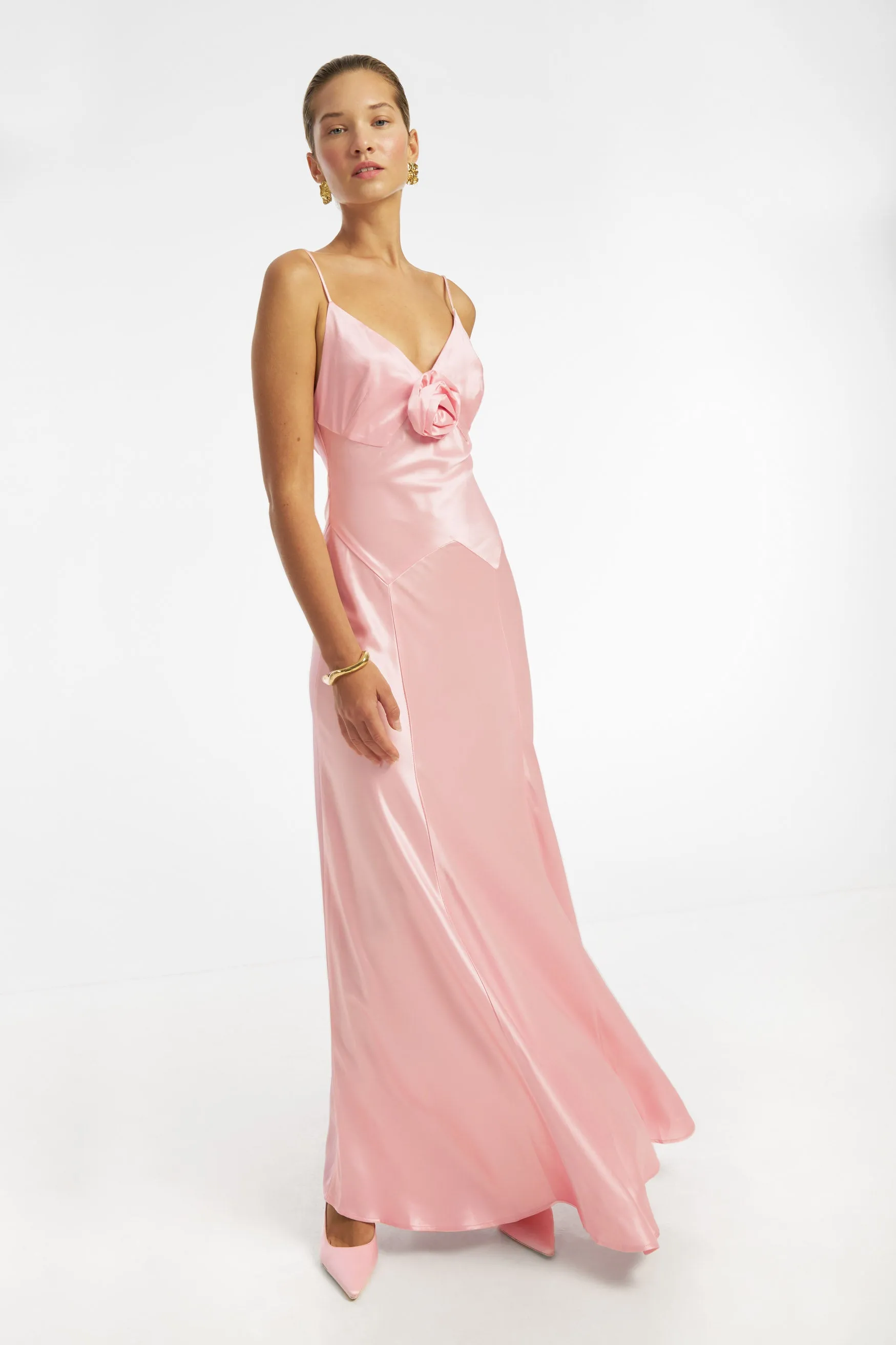 Savannah Rosette Gown - Rose Pink