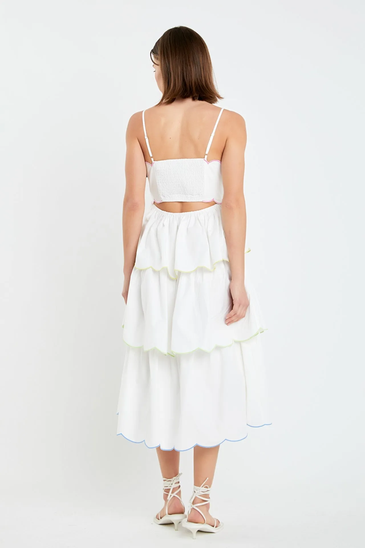 Scallop Sleeveless Tiered Dress