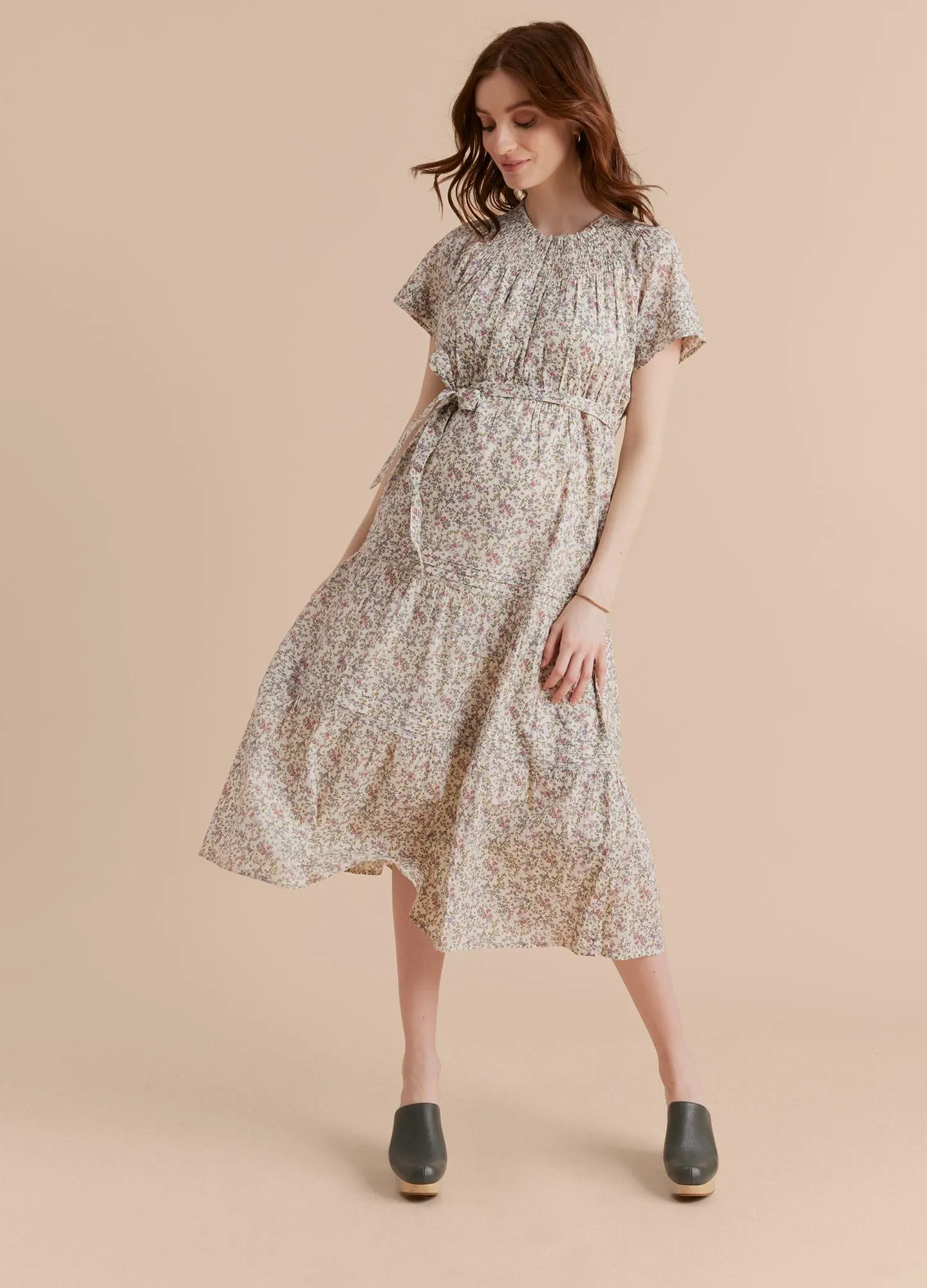 Smocked Yoke Tier Maxi Dress