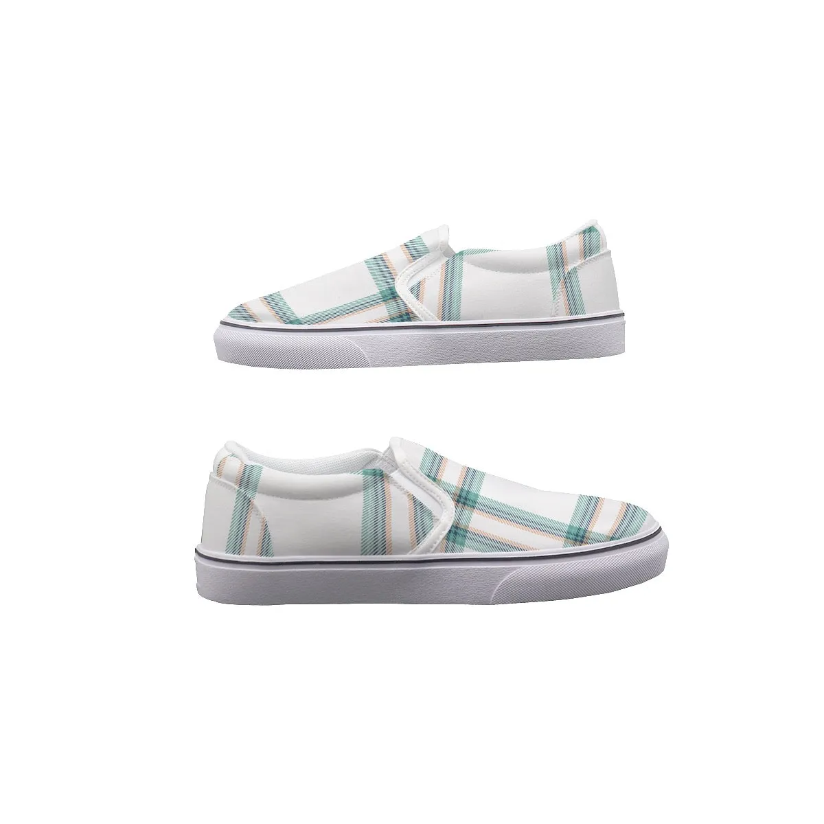 So#32 Men's Slip On Sneakers, plaid pattern