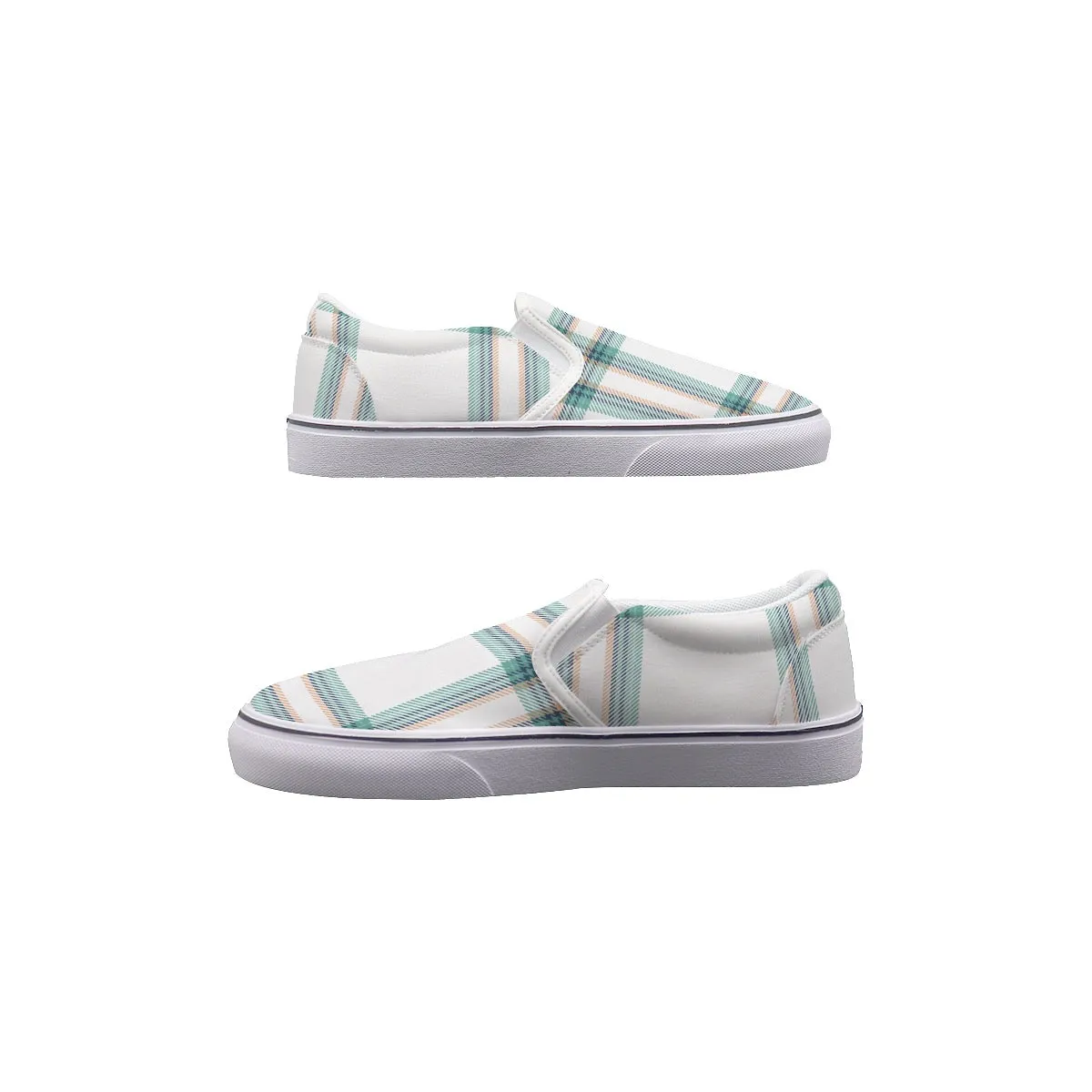 So#32 Men's Slip On Sneakers, plaid pattern