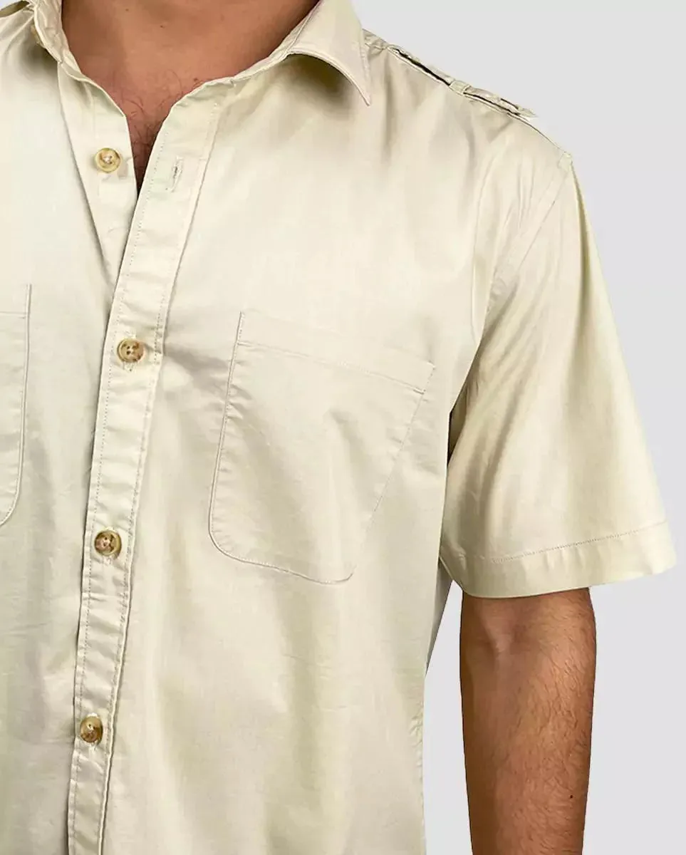 Solid Cream Half Sleeve Shirt