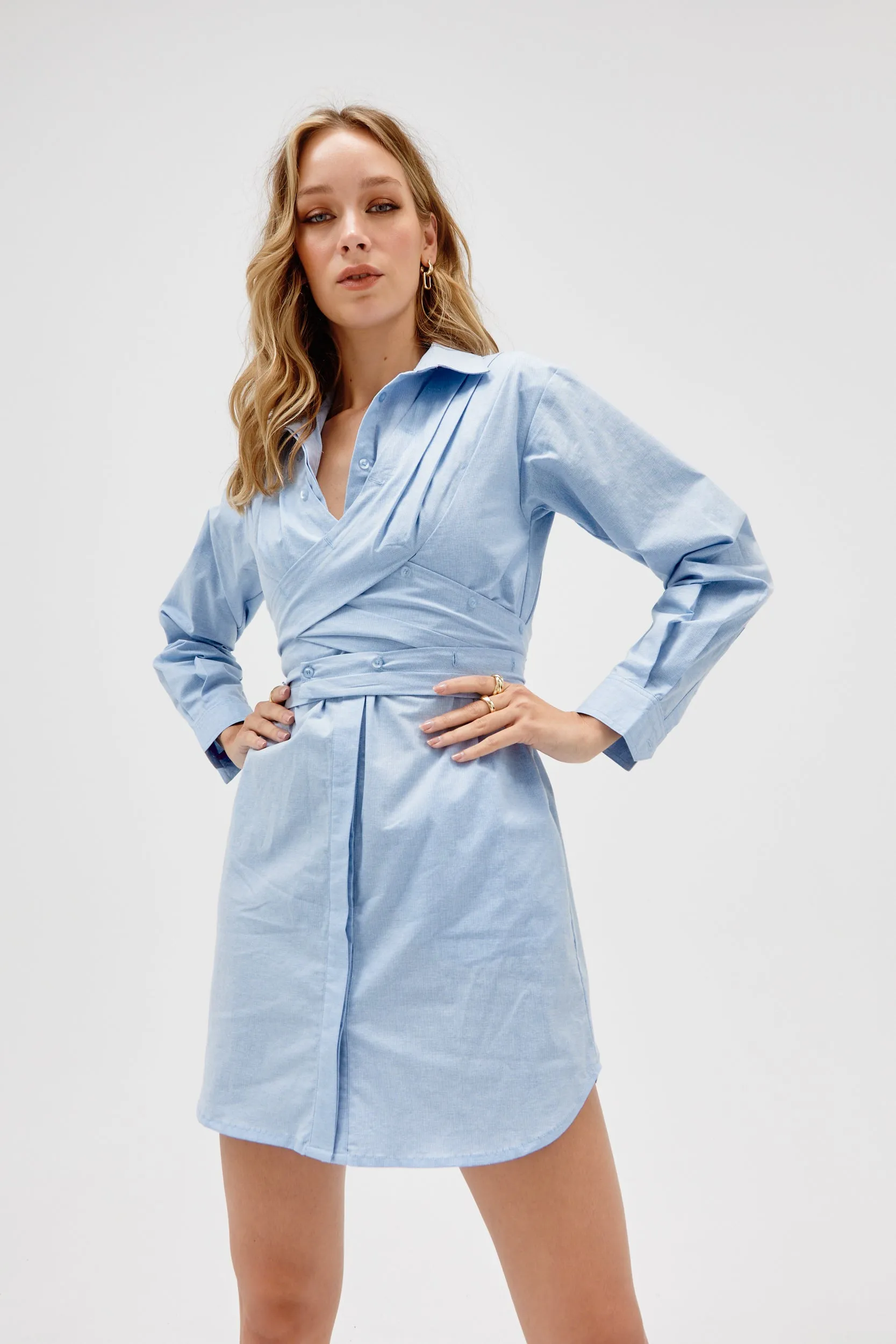 SOVERE Dixie Wrap Shirt Dress