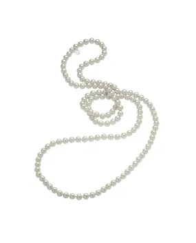 Sterling Silver Necklace for Women with Organic Pearl, 8mm Round White Pearl, 47.2" Length, Jour Collection