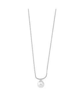 Sterling Silver Rhodium Plated Pendant Necklace for Women with Organic Pearl, 10mm Round White Pearl, 16.5/18.5" Length, Nuada Collection