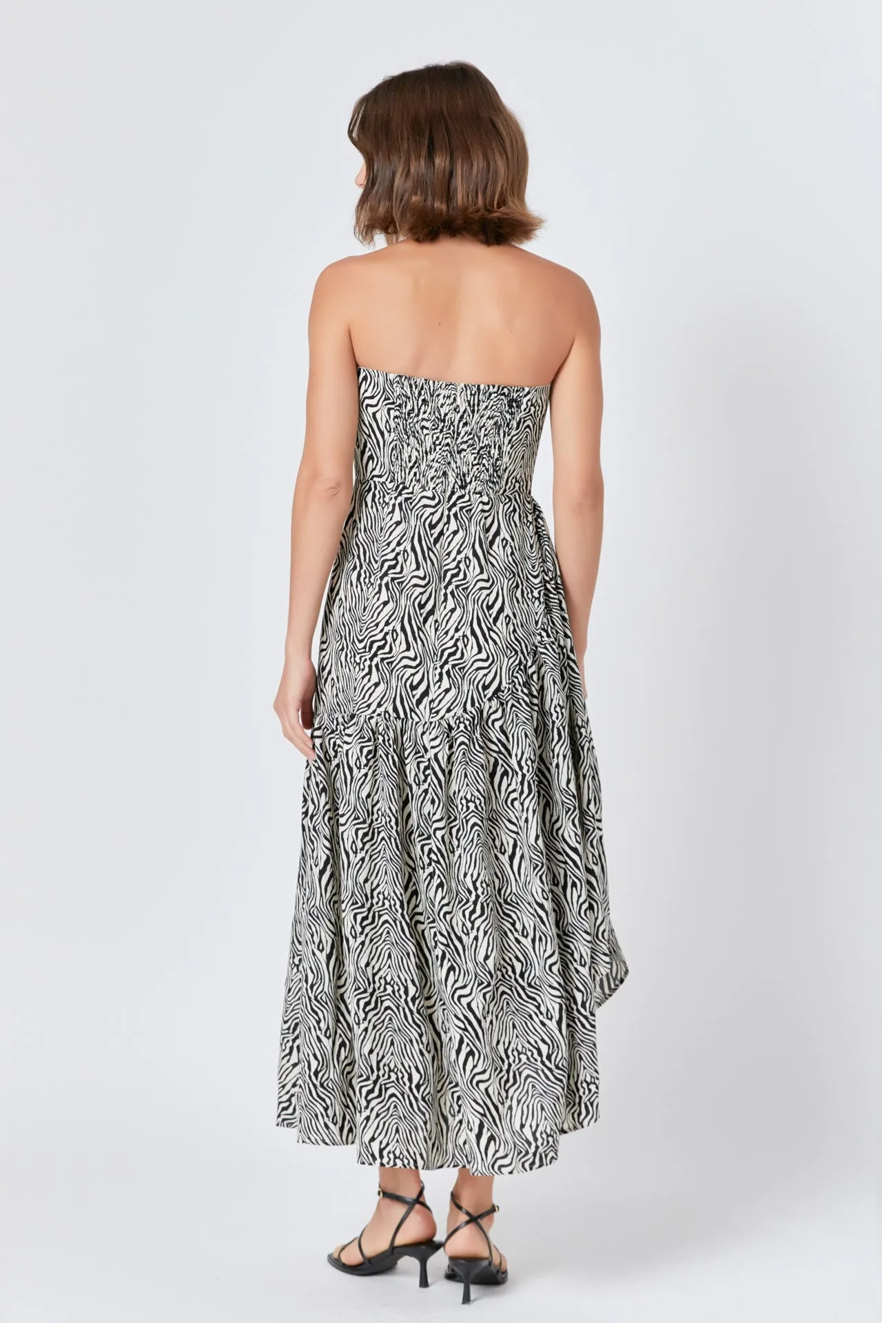 Strapless Asymmetrical Maxi Dress