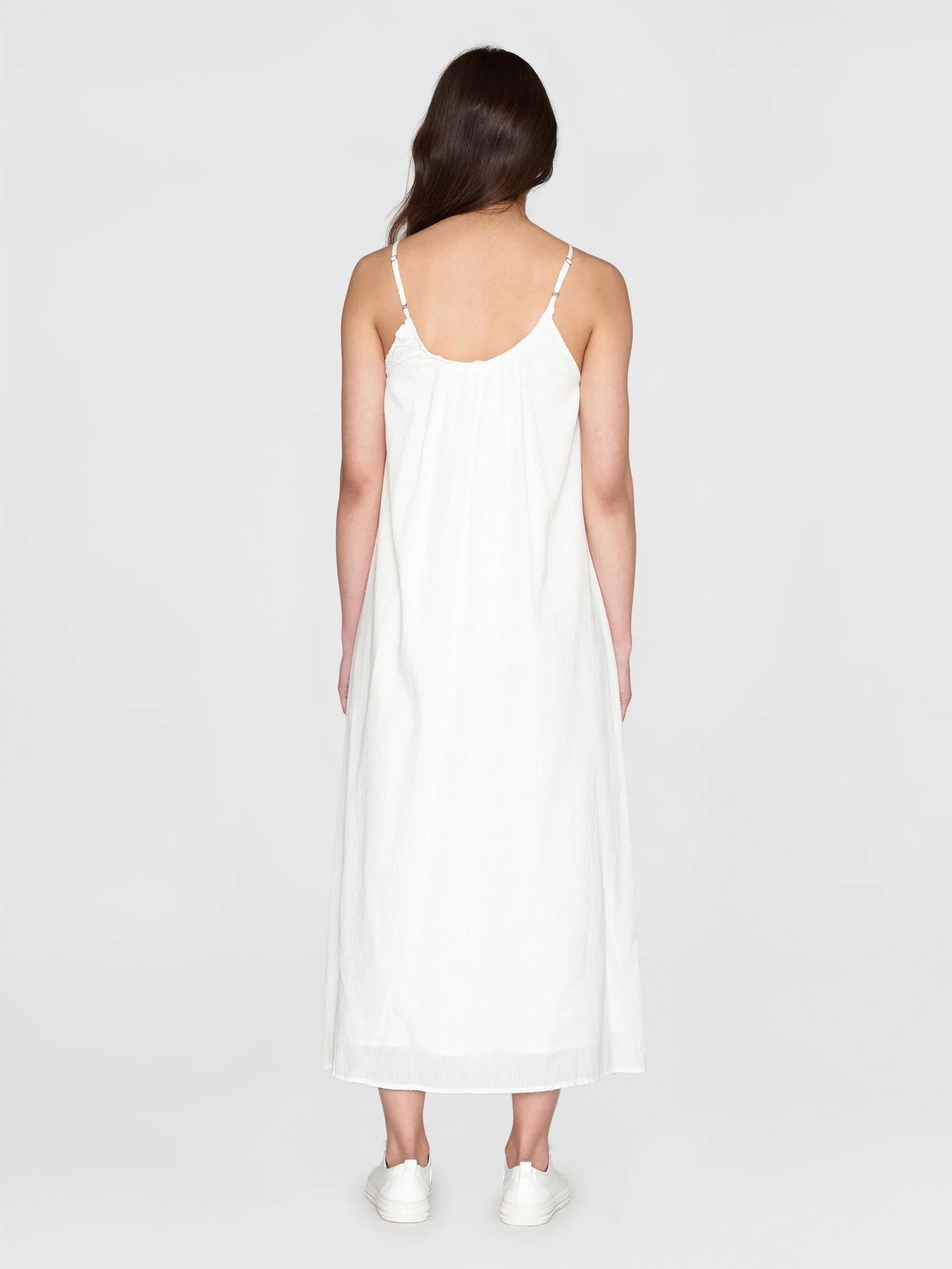 Stripe structure strap dress - GOTS/Vegan - Egret