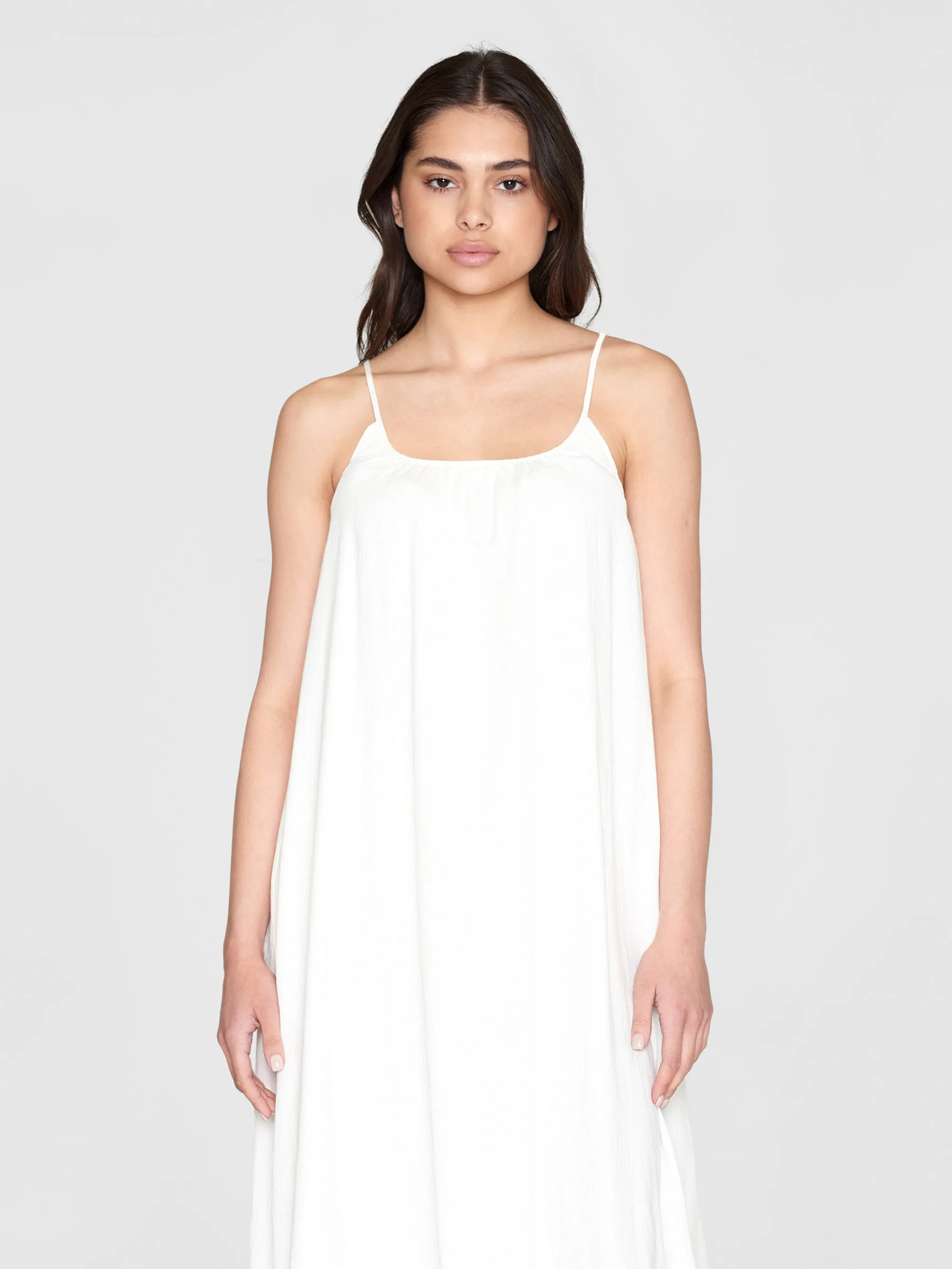 Stripe structure strap dress - GOTS/Vegan - Egret