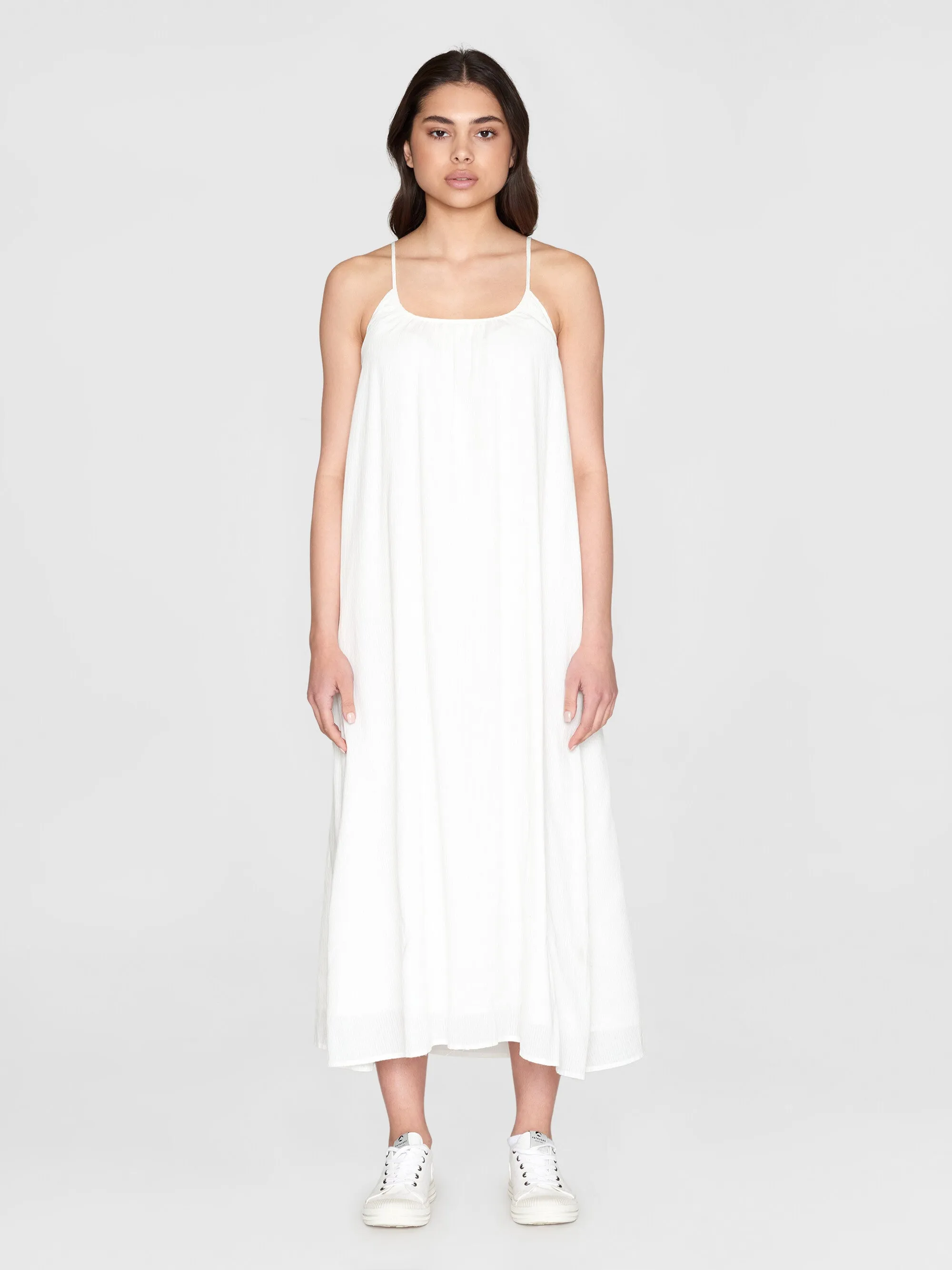 Stripe structure strap dress - GOTS/Vegan - Egret