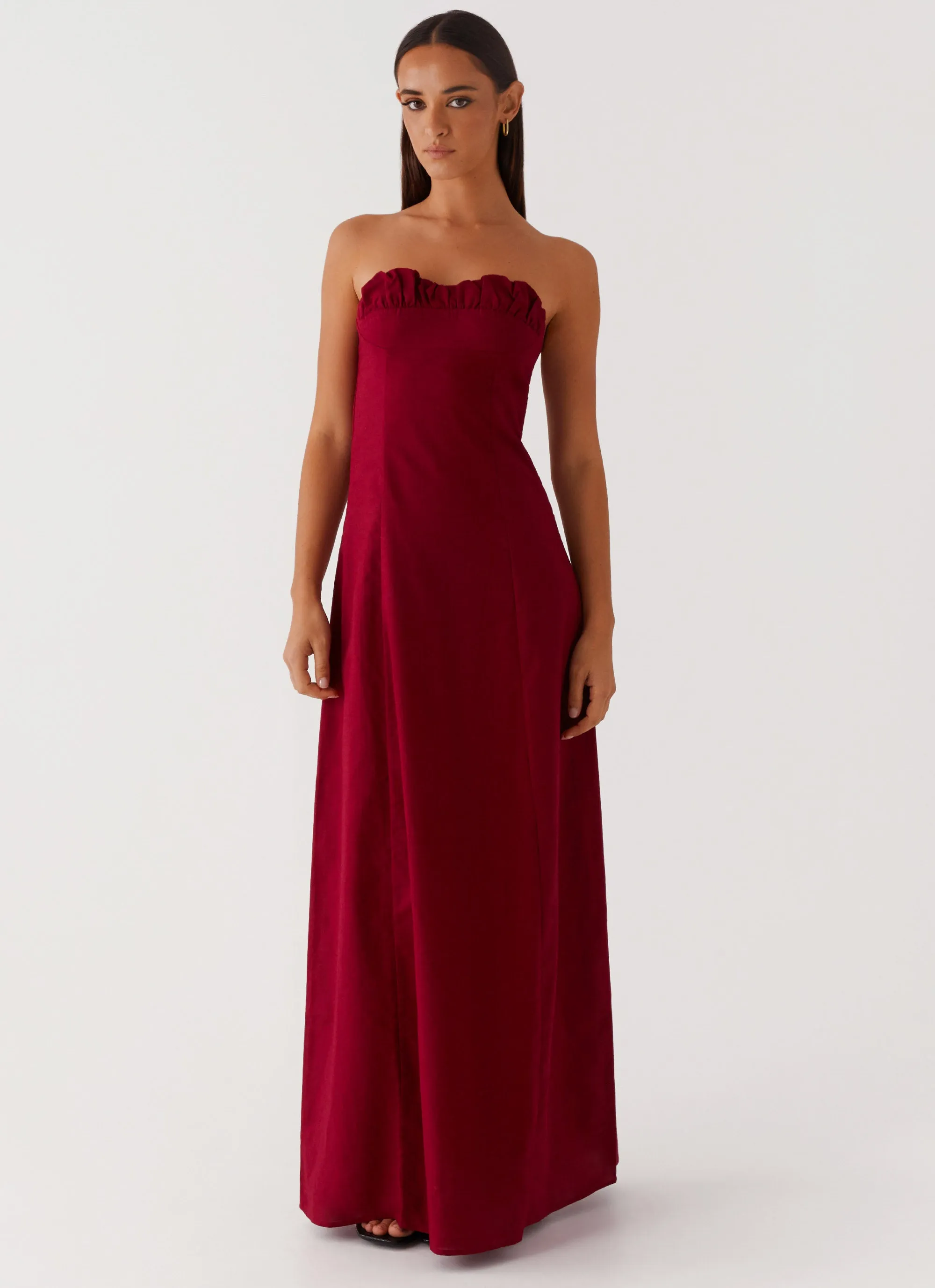 Tayla Linen Maxi Dress - Red