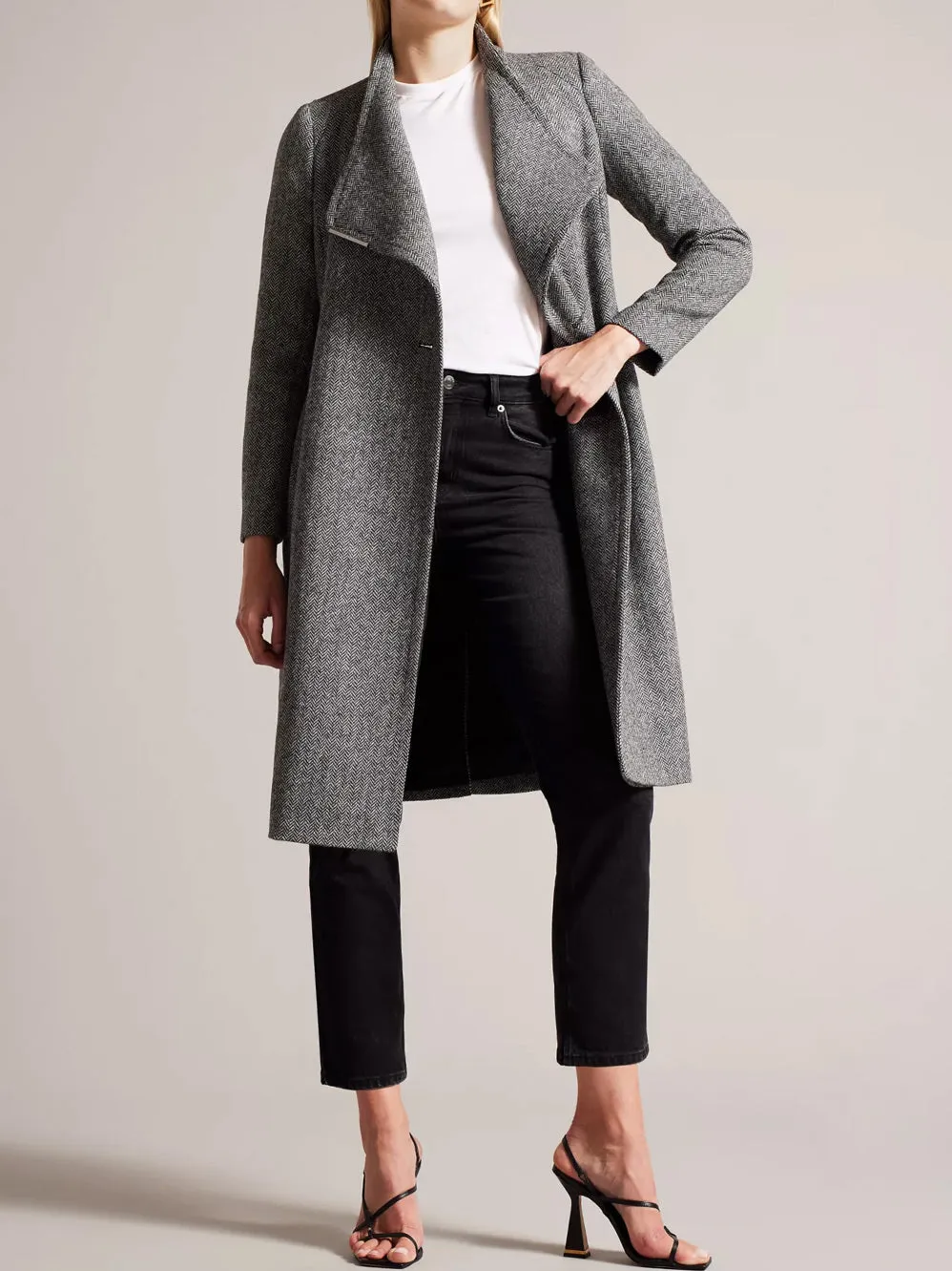 TED BAKER ROSEANE HERRINGBONE WOOL COAT