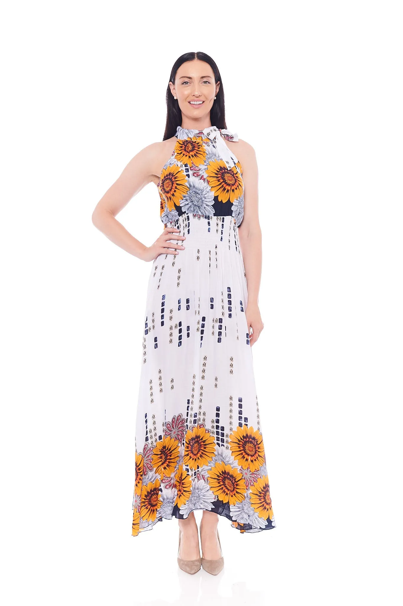 THE ALL YOU NEED SUNFLOWER DRESS IN WHITE