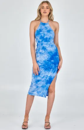 Tie Dye Halter Neck Jersey Dress