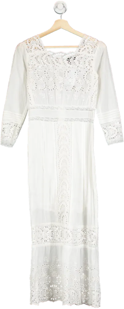 Topshop White Lace Insert Maxi Dress UK 4