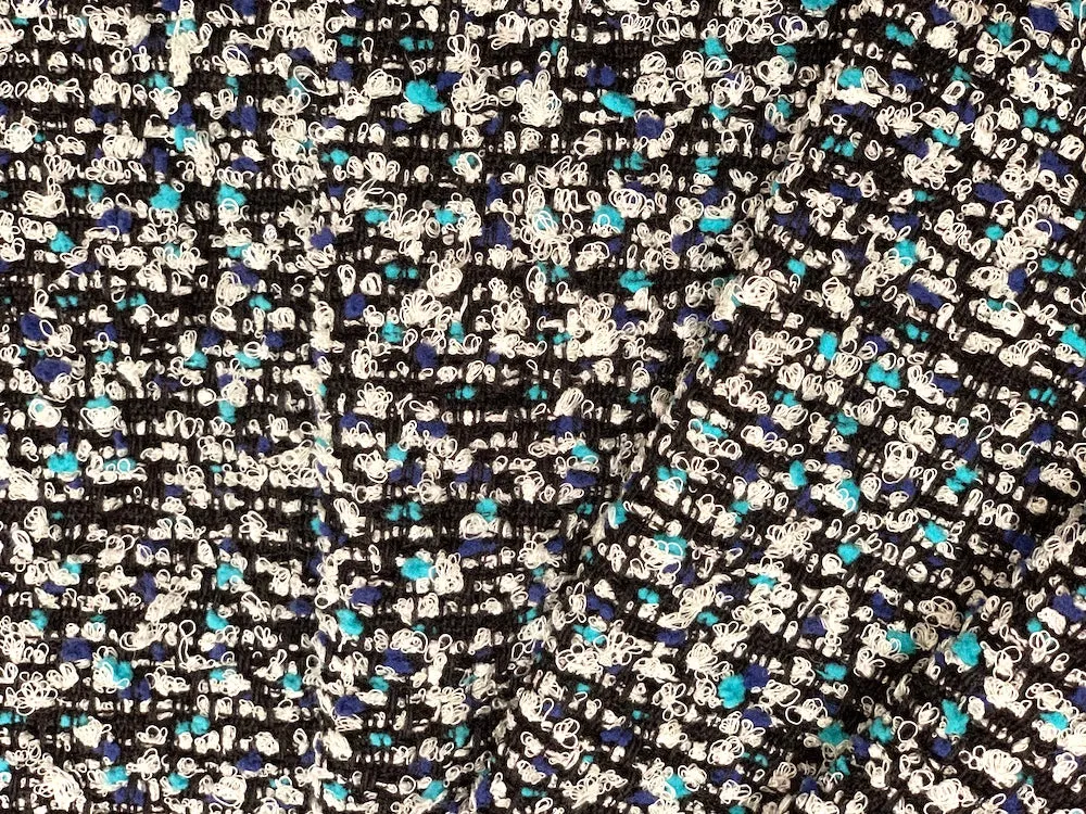 Turquoise Bubbles Viscose Blend Bouclé  (Made in Italy)