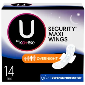 U by Kotex Security Maxi Overnight Pads, Regular, Fragrance-Free