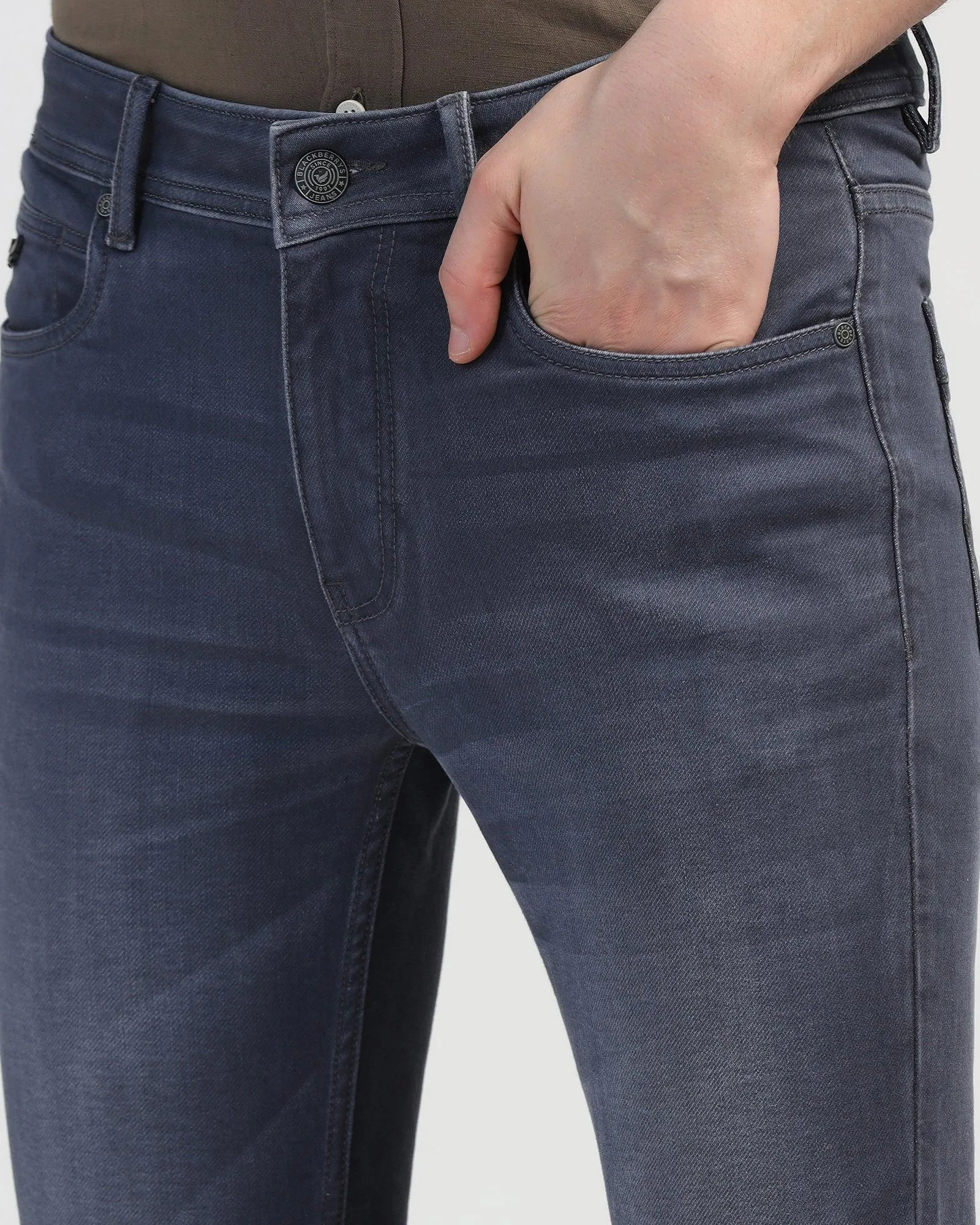 Ultrasoft Slim Yonk Fit Grey Jeans - Pat