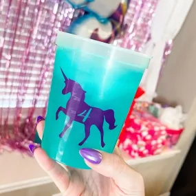 Unicorn 4th Birthday Party Color Changing Cups