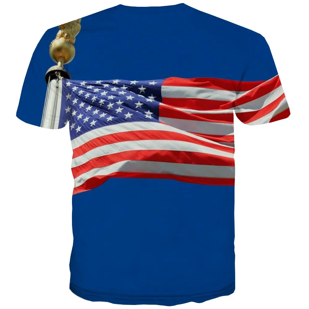 USA T-shirt Men Flag Tshirt Printed Statue T-shirts Graphic Country Tshirt Anime