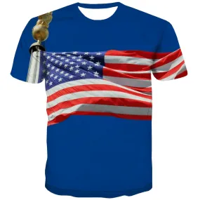 USA T-shirt Men Flag Tshirt Printed Statue T-shirts Graphic Country Tshirt Anime