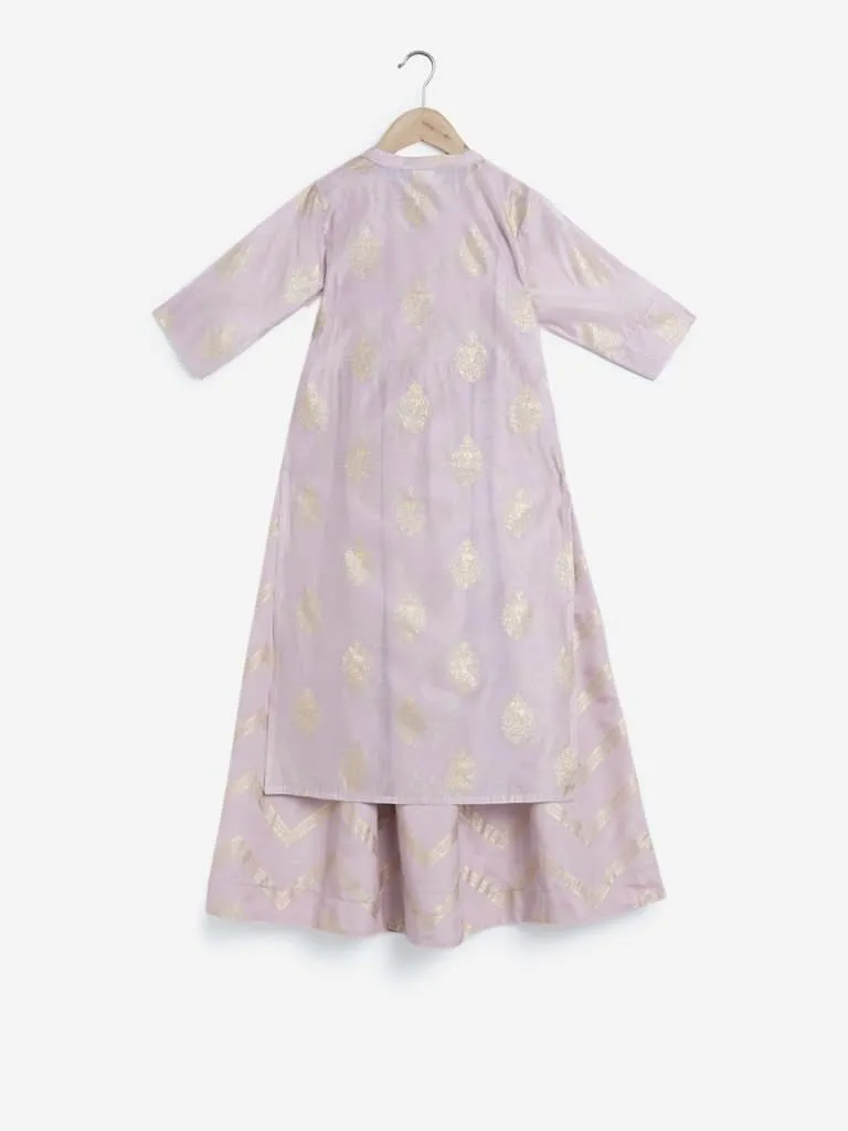 Utsa Kids Light Purple Kurta And Maxi Dress Set