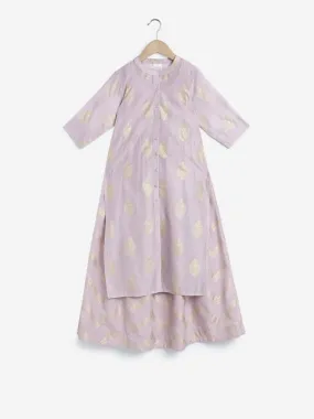 Utsa Kids Light Purple Kurta And Maxi Dress Set