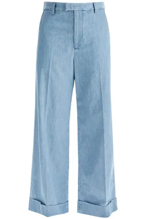 Valentino Garavani Wide Cropped Fit Denim Pants