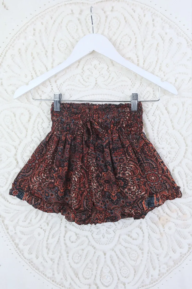 Venus Frilly Shorts in Cohen Black Mandala - One Size