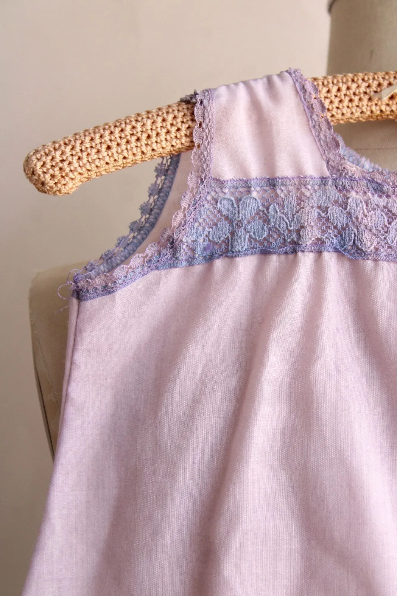 Vintage 1980s Baby Dress, Size 5 Purple Cotton and Lace