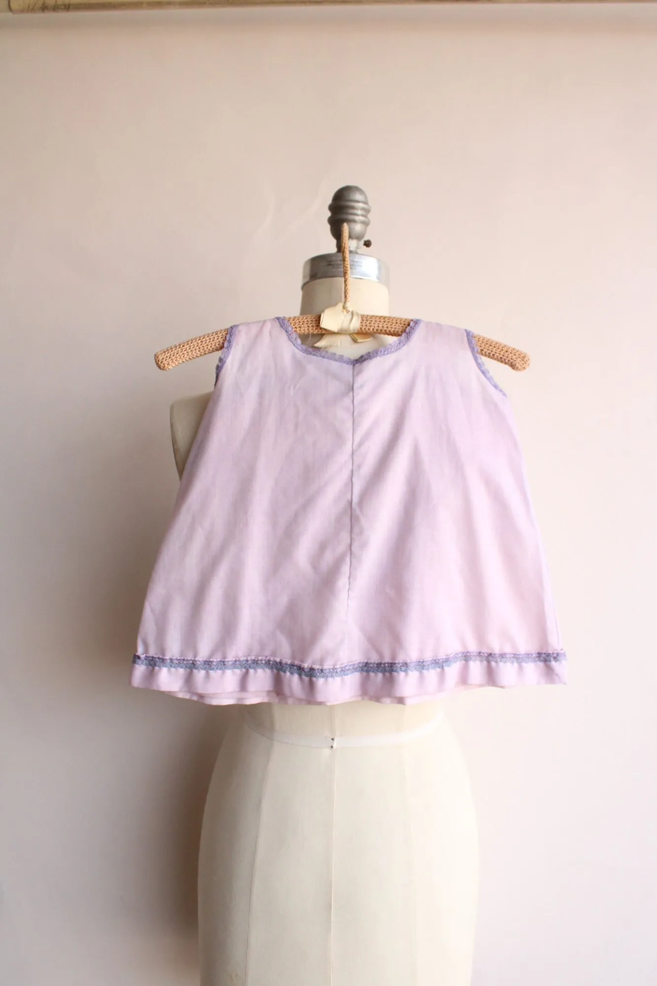 Vintage 1980s Baby Dress, Size 5 Purple Cotton and Lace