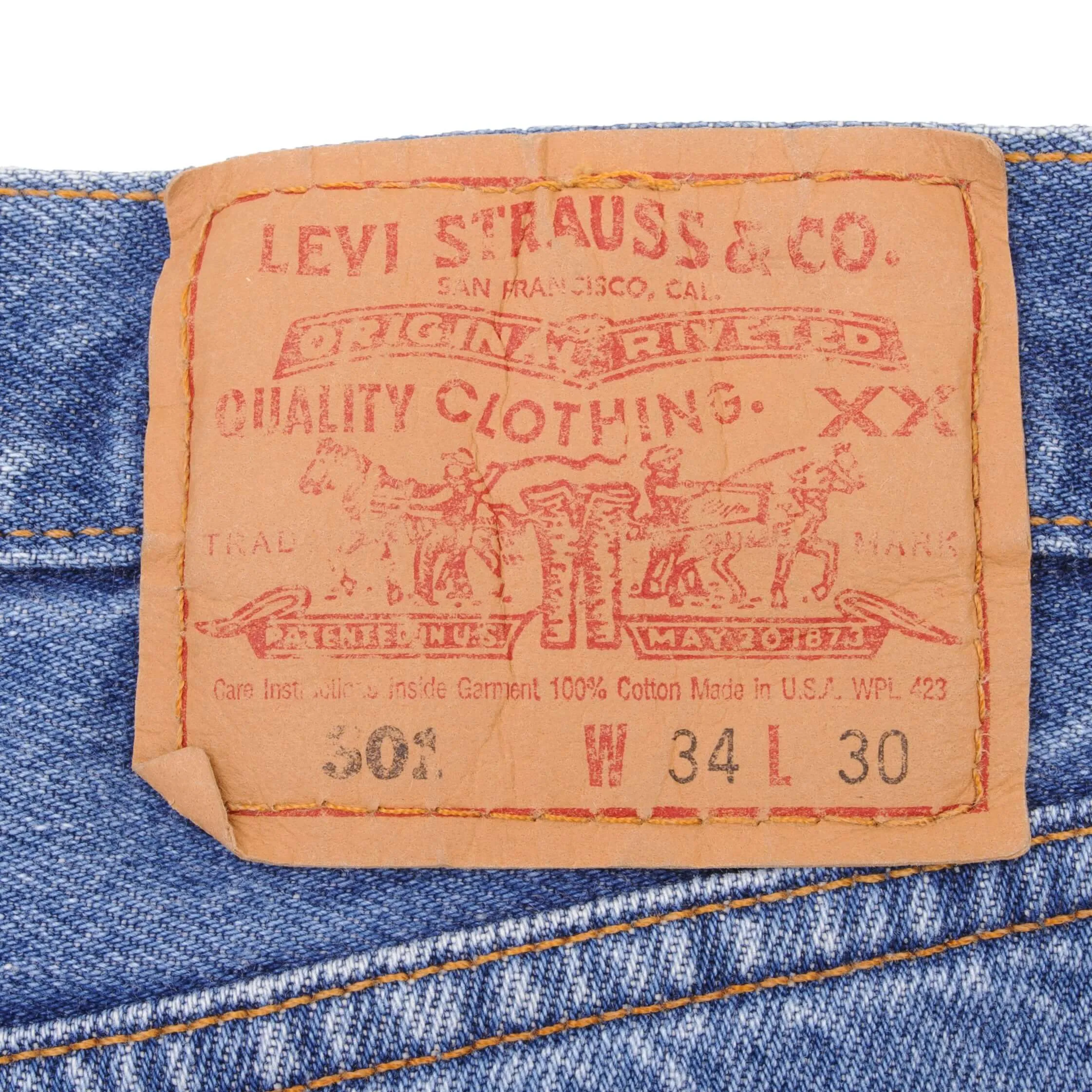 VINTAGE LEVIS 501 JEANS INDIGO 1990S SIZE W34 L30 MADE IN USA