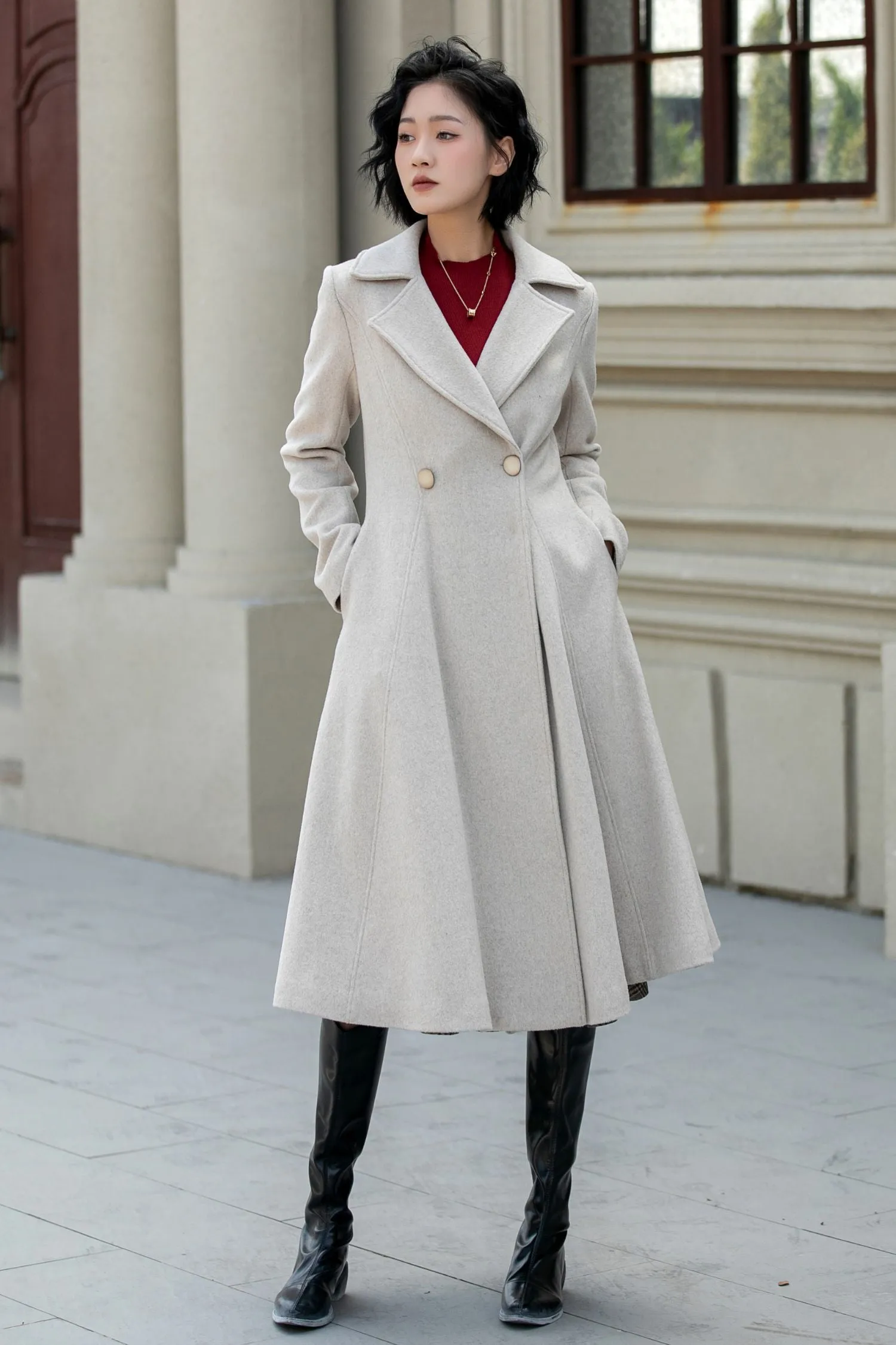 Warm winter wool coat for women 5456