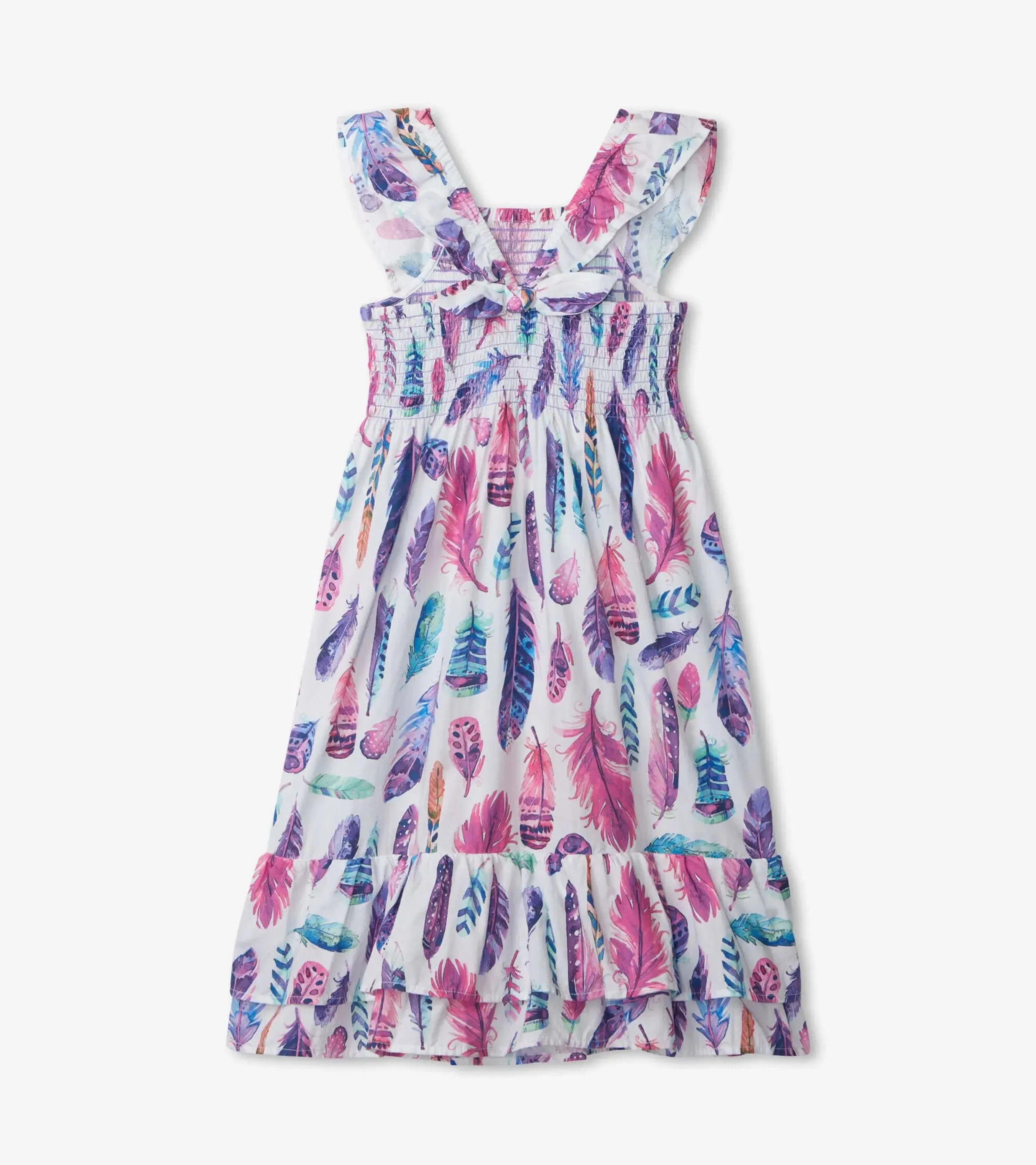 Watercolour Feathers Smocked Maxi Dress | Hatley