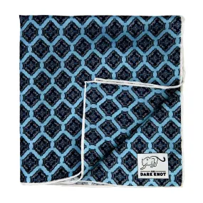 Waterford Abstract Silk Pocket Square, Light Blue / Grey / Navy