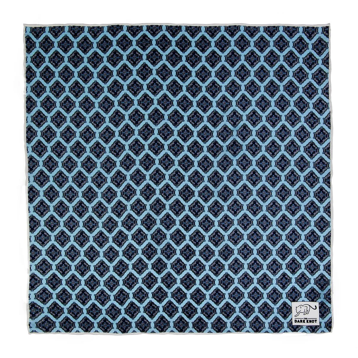 Waterford Abstract Silk Pocket Square, Light Blue / Grey / Navy