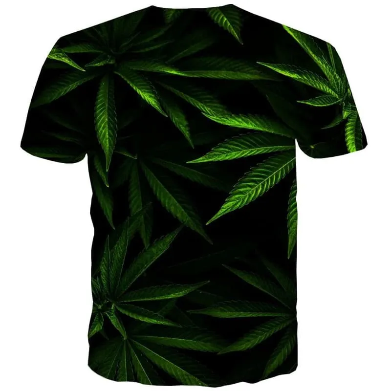 Weeds T shirt Men Green T-shirts 3d Leaves Funny T shirts Short Sleeve summer