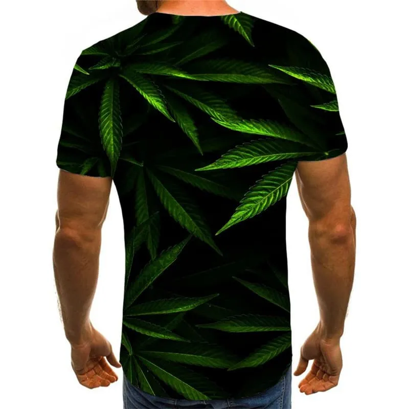 Weeds T shirt Men Green T-shirts 3d Leaves Funny T shirts Short Sleeve summer