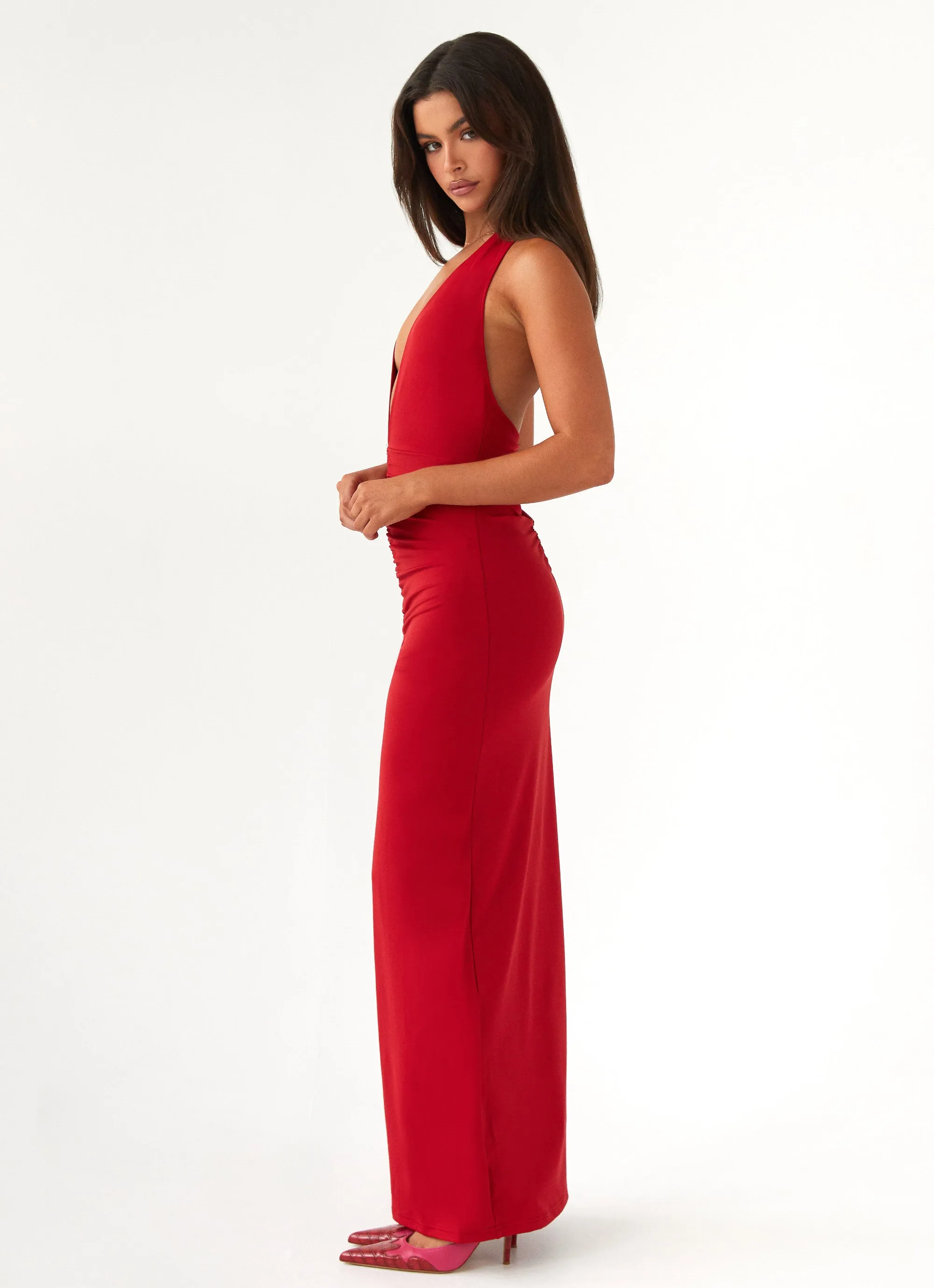 Whisked Away Halterneck Maxi Dress - Red